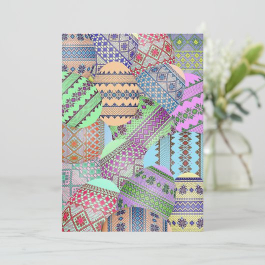 Uitnodiging van Oekraïense paaseieren (Pysanky) (Staand voorkant)