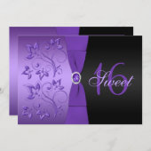 Uitnodiging van Paars- en zwarte zweet-zestien-par (Voorkant / Achterkant)