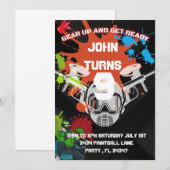 Uitnodiging van Paintball Birthday Party (Voorkant / Achterkant)