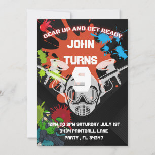 Uitnodiging van Paintball Birthday Party