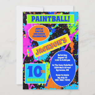 Uitnodiging van Paintball Birthday Party