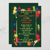 Uitnodiging van Paintball Birthday Party (Voorkant / Achterkant)