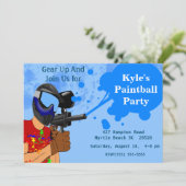 Uitnodiging van Paintball Birthday Party (Staand voorkant)