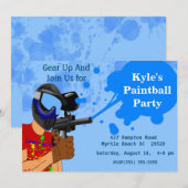 Uitnodiging van Paintball Birthday Party (Voorkant / Achterkant)