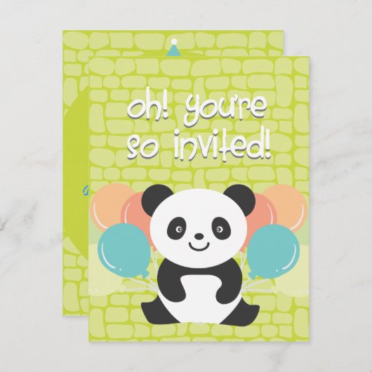 Uitnodiging van Panda Birthday Party (Voorkant / Achterkant)