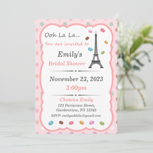 Uitnodiging van Parijs, Frans thema Invite, Macaro (Staand voorkant)