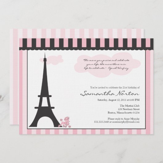Uitnodiging van Parijs met als geboortedag (Voorkant / Achterkant)