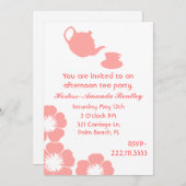 Uitnodiging van Perzikpartij en Witte Tea (Voorkant / Achterkant)