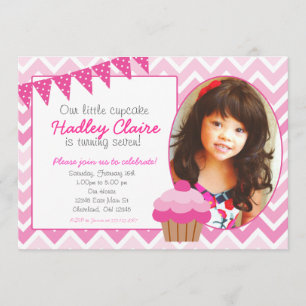 uitnodiging van Pink Ombre Cupcake Birthday