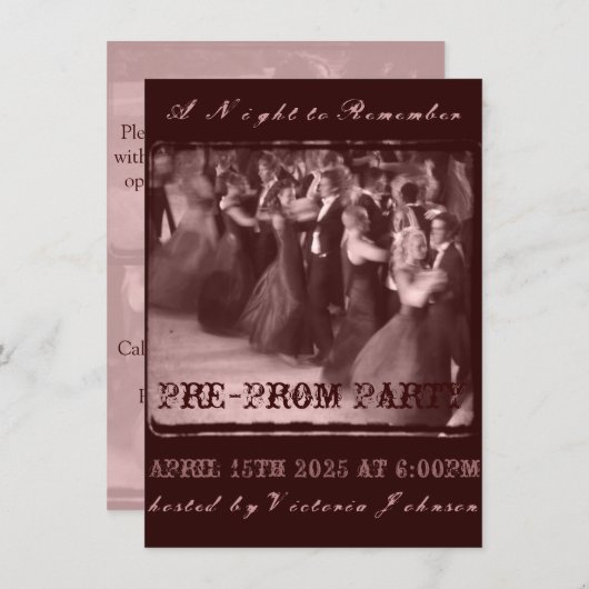 Uitnodiging van pre-Prom-partij | Schooldans-prepa (Voorkant / Achterkant)