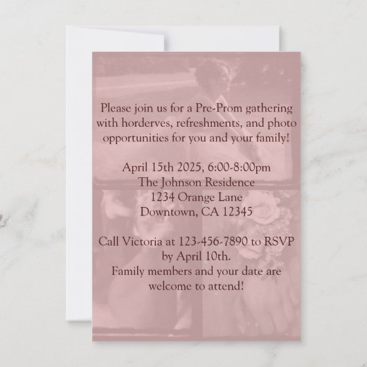 Uitnodiging van pre-Prom-partij | Schooldans-prepa (Achterkant)