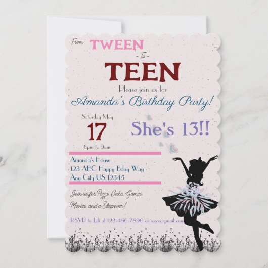 Uitnodiging van Pretiener naar Tiener (Voorkant)