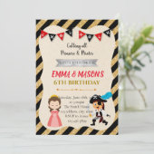 Uitnodiging van prinses en piraten (Staand voorkant)