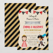 Uitnodiging van prinses en piraten (Voorkant / Achterkant)