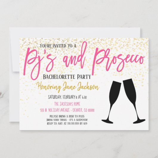 Uitnodiging van pyjama's en Prosecco-partijen (Voorkant)