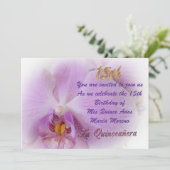 uitnodiging van Quinceanera 15e verjaardag orchide (Staand voorkant)