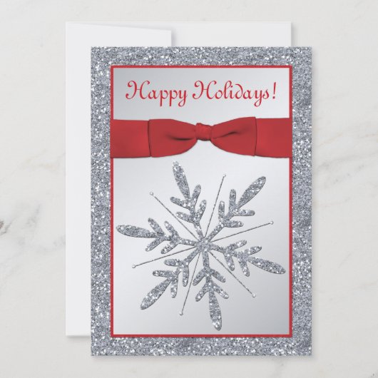 Uitnodiging van Red and Silver Snowflake (Voorkant)