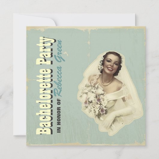 uitnodiging van retro  bride bachelorette (Voorkant)
