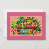 uitnodiging van Retro Flamingos Pool (Voorkant)