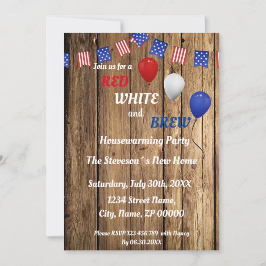Uitnodiging van Rode, Witte en Brew Housewarming P (Voorkant)