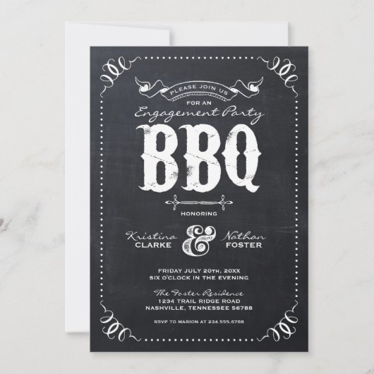 Uitnodiging van Rustic Chalkbaord Engagement Party (Voorkant)