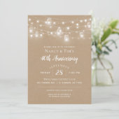 Uitnodiging van Rustic String Lights Jubileum Part (Staand voorkant)