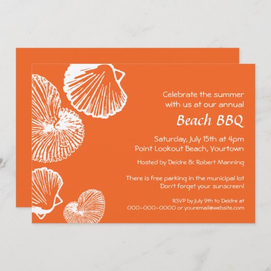 Uitnodiging van Seashell Beach Party (Voorkant / Achterkant)
