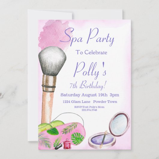 Uitnodiging van Spa Party, Uitnodiging van Editabl (Voorkant)