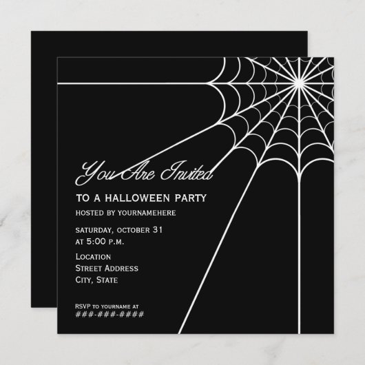 Uitnodiging van Spiderweb Halloween Party (Voorkant / Achterkant)