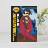 Uitnodiging van superheldenpartij (Staand voorkant)