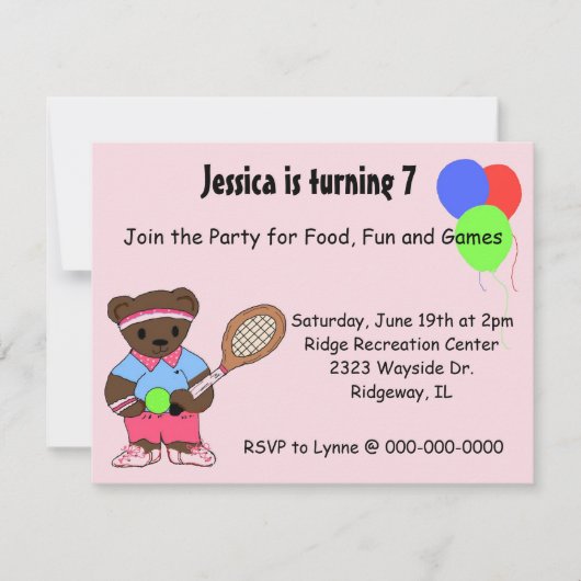 Uitnodiging van Tennis Party (Voorkant)
