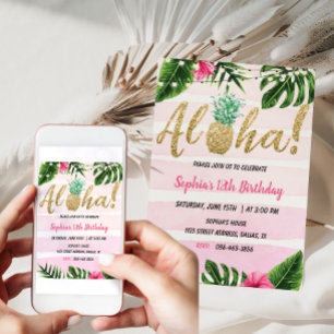 Uitnodiging van Tropische Aloha Birthday Hawaiian
