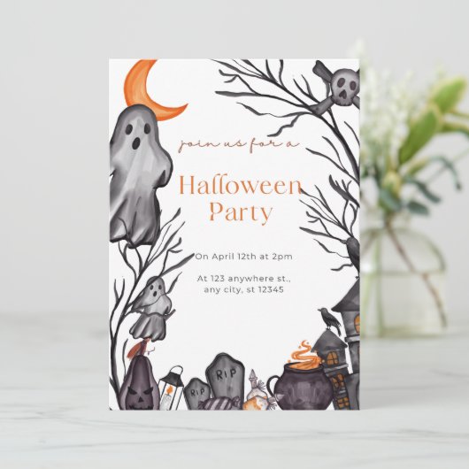 Uitnodiging van volwassen Halloween-partij (Staand voorkant)