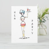 Uitnodiging van Waitress Hen Party (Staand voorkant)