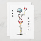 Uitnodiging van Waitress Hen Party (Voorkant / Achterkant)