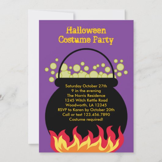 Uitnodiging van Witch Cauldron Halloween Party (Voorkant)