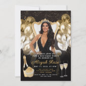 Uitnodiging van zwarte en gouden ballonnen (Voorkant)