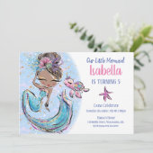 Uitnodiging van Zwarte Zeemeermin Birthday (Staand voorkant)
