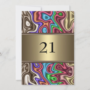 Uitnodiging Verjaardag Abstracte kleuren Faux Silk