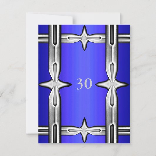 Uitnodiging Verjaardag Cobalt Blauw & Zilver (Voorkant)