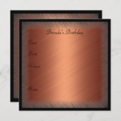 Uitnodiging Verjaardag Frayed Copper Rust en Zwart (Voorkant / Achterkant)