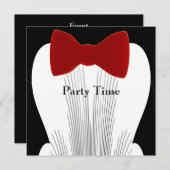 Uitnodiging Verjaardag Tuxedo Red Stropdas (Voorkant / Achterkant)