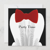 Uitnodiging Verjaardag Tuxedo Red Stropdas (Voorkant)