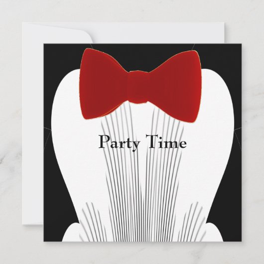 Uitnodiging Verjaardag Tuxedo Red Stropdas (Voorkant)