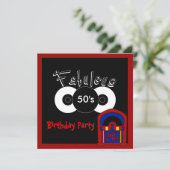 Uitnodiging verjaardag van de Fabulous 50's (Staand voorkant)