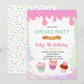 Uitnodiging verjaardags cupcake (Voorkant / Achterkant)