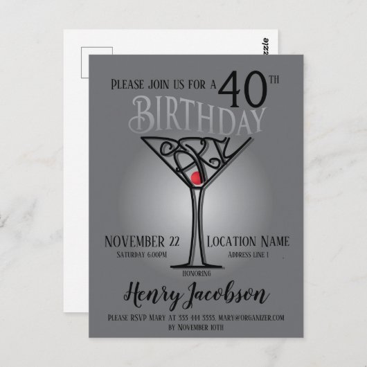 Uitnodiging verjaardagsfeest (Voorkant / Achterkant)