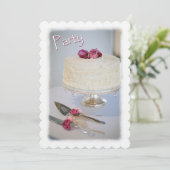 Uitnodiging verjaardagsfeest Cake en Rozen (Staand voorkant)