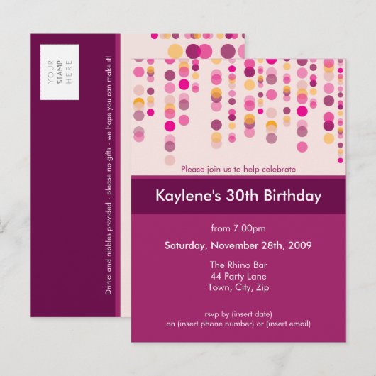 UITNODIGING VERJAARDAGSFEEST:: discotek 2 Briefkaart (Voorkant / Achterkant)