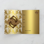 Uitnodiging Verjaardagsfeest Goud Bloem (Binnen)